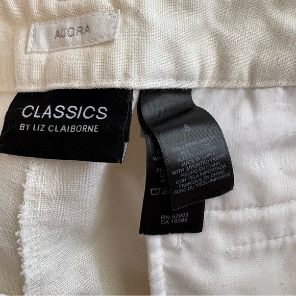 Liz Claiborne Linen Blend Cream Cropped Pants Size 8 - Picture 6 of 8